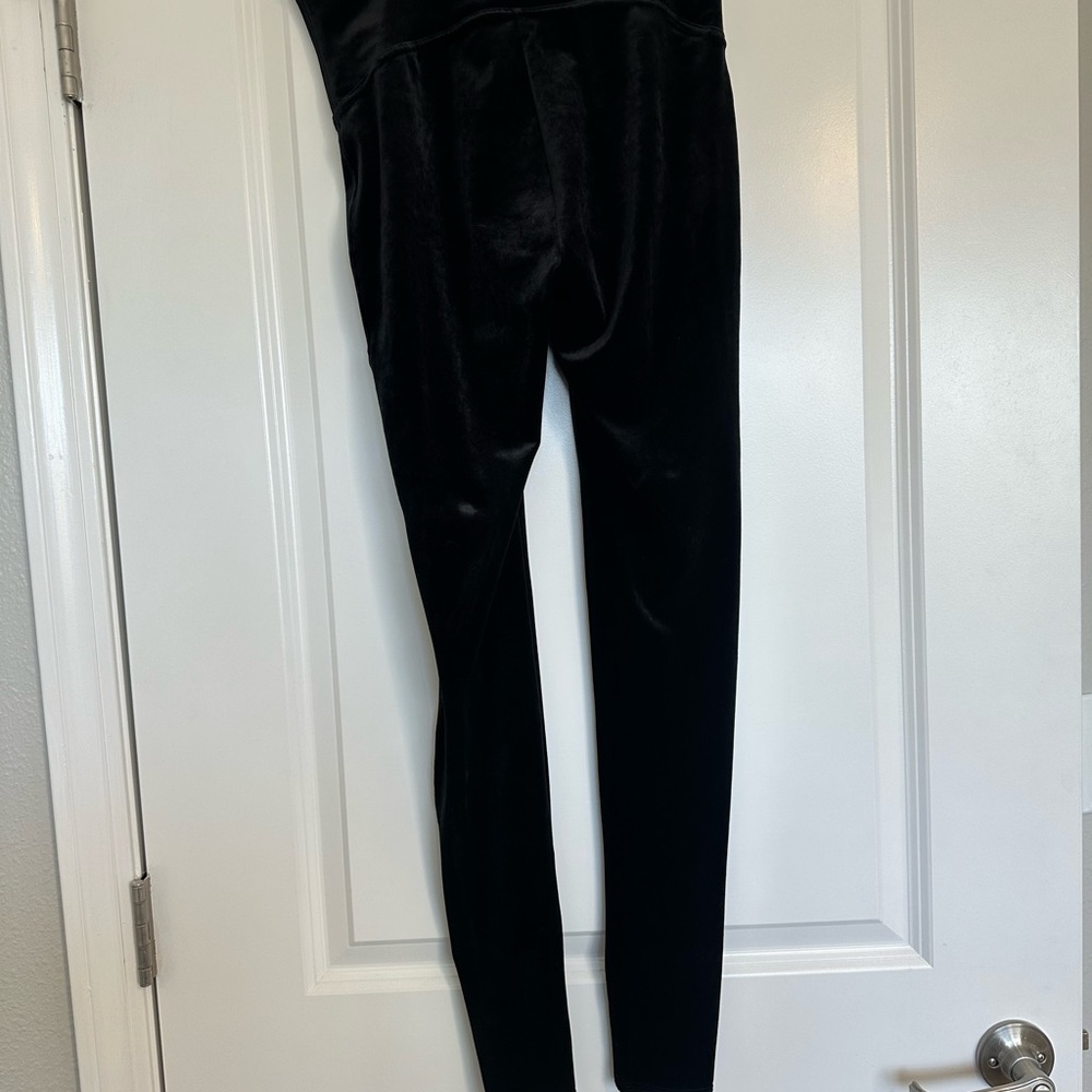 Like New Spanx Black Velvet High-Waisted Leggings - Picture 3 of 5